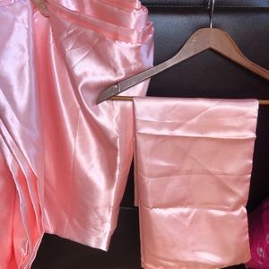 Twin Size Pink Satin fitted Sheet & 1 pillow case